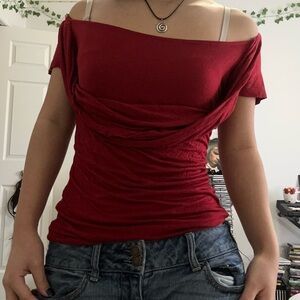 Mexx Deep Red Drape Neck Blouse